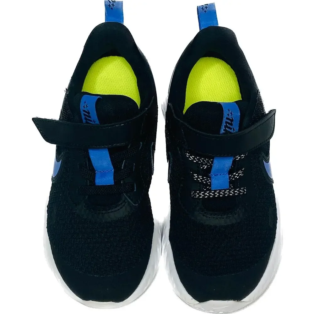Nike Revolution 5 Kids 10.5 Black Blue Glitter Sneakers CD6839-041